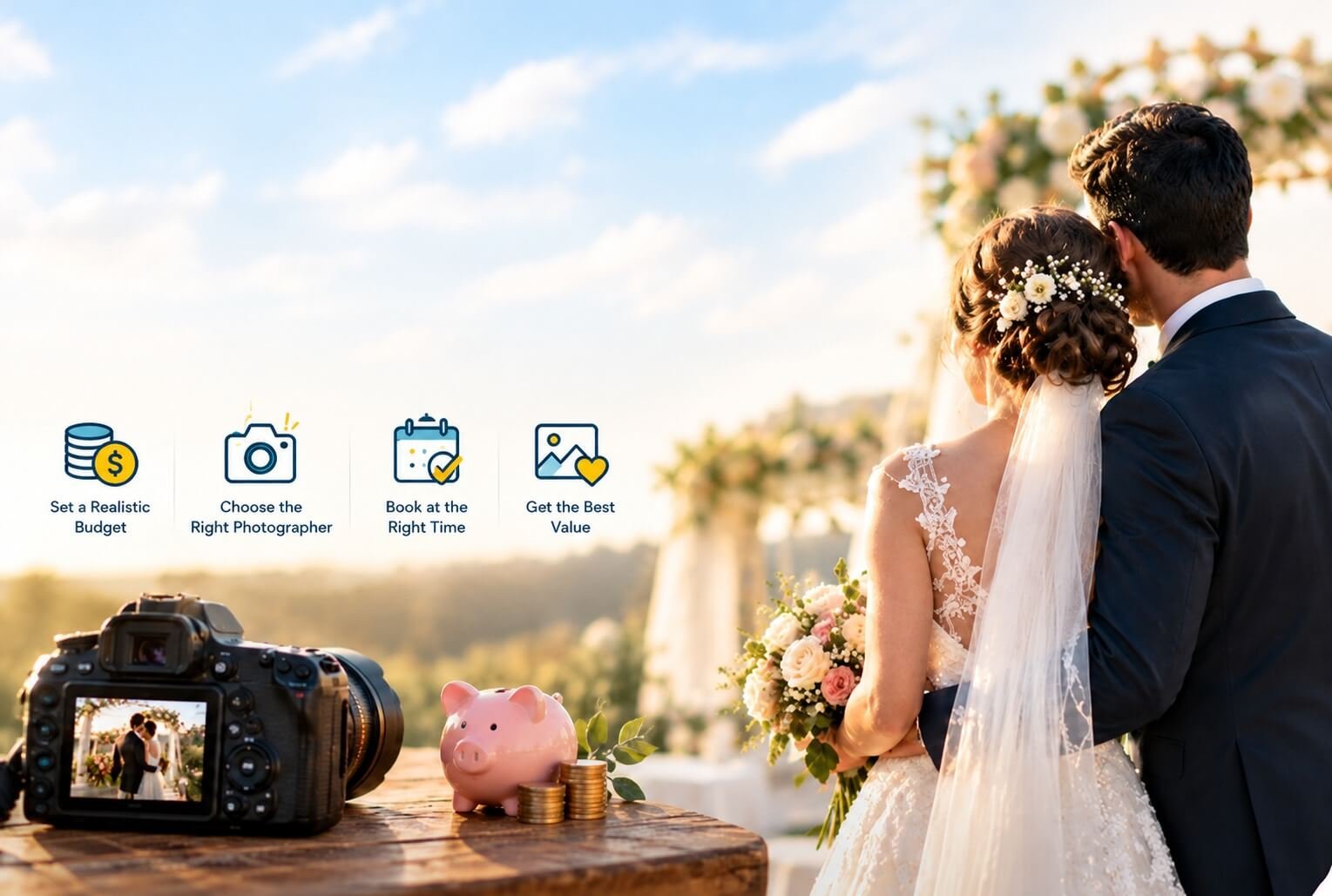 Golden Hour Wedding Photography Scene